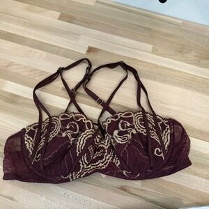 Victoria's Secret Very Sexy Push-Up Bra 34B‎ Burgundy Lace Floral